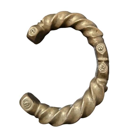 Antique African Niger Baoulé Dogon Bronze Manilla Currency Bracelet Cuff - Picture 4 of 8
